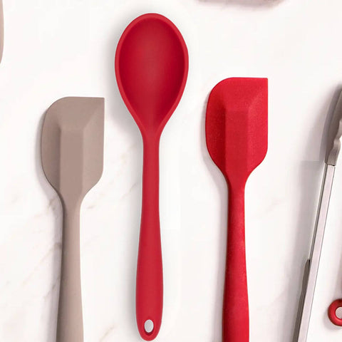 Colher de Silicone Arroz 27,5cm Utensílios de Cozinha Talheres Linha Flex Brinox Vermelho