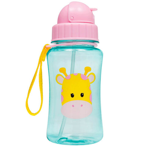 Garrafinha Infantil com Canudo e Tampa Retrátil 350ml Girafinha Buba Rosa Claro