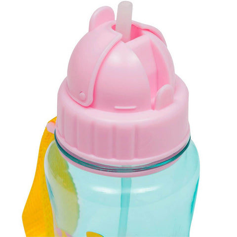 Garrafinha Infantil com Canudo e Tampa Retrátil 350ml Girafinha Buba Rosa Claro
