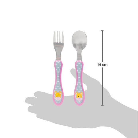 Garfo e Colher para Bebê +6m Inox Girafinha Buba Talheres Infantil Introdução Alimentar