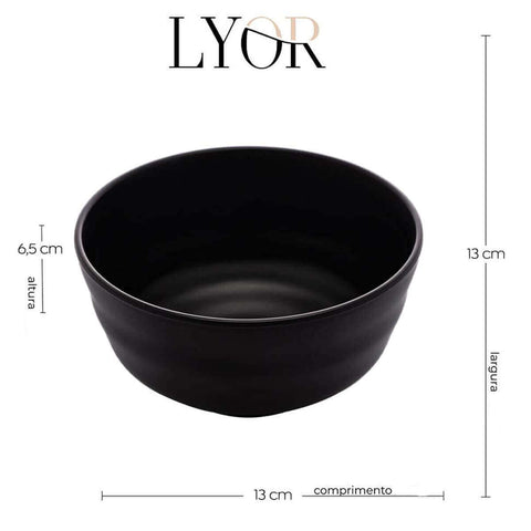 Conjunto 12 Bowls Melamina Lyor Tóquio Preto Oriental 450ml Pote Redondo Restaurante