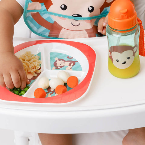 Garrafinha Animal Fun Macaquinho Buba 350ml com Canudo Garrafa Água Infantil Colorida