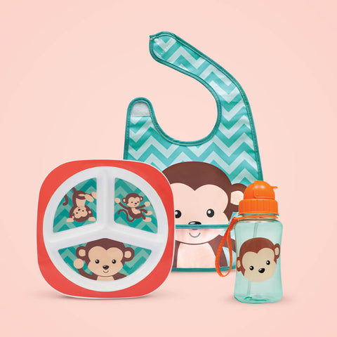 Garrafinha Animal Fun Macaquinho Buba 350ml com Canudo Garrafa Água Infantil Colorida
