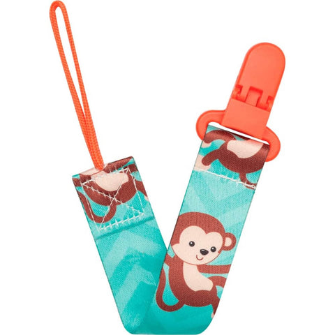 Prendedor de Chupeta Bebê Animal Fun Macaquinho Buba Clipe com Trava Estampa Divertida