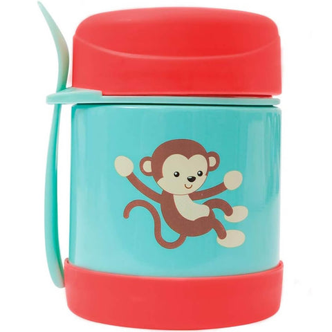 Pote Térmico de Bebê para Papinha Frutas Inox 320ml com Garfo Animal Fun Macaquinho Colorido