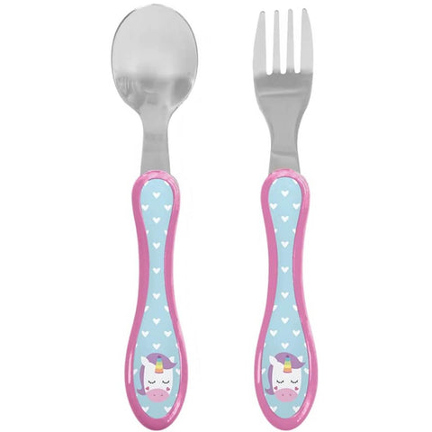Garfo e Colher para Bebê +6m Inox Unicórnio Buba Talheres Infantil Introdução Alimentar