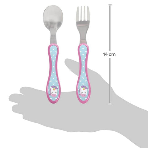Garfo e Colher para Bebê +6m Inox Unicórnio Buba Talheres Infantil Introdução Alimentar