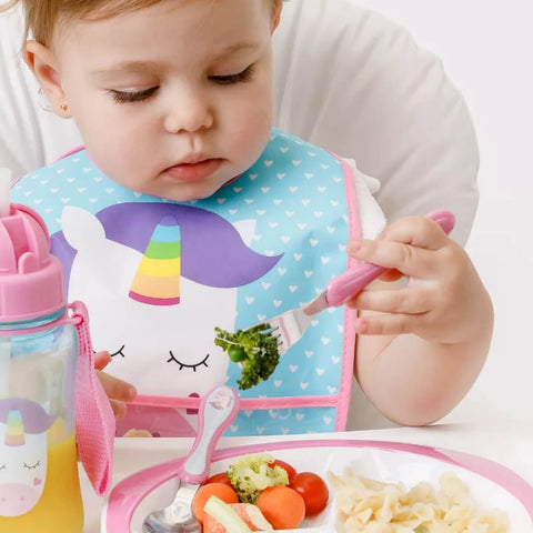 Garfo e Colher para Bebê +6m Inox Unicórnio Buba Talheres Infantil Introdução Alimentar