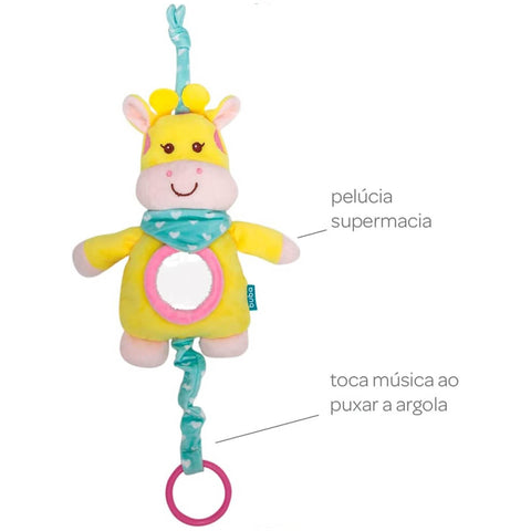 Girafinha Musical Buba Animal Fun Móbile Infantil Pelúcia Berço Brinquedo +3m