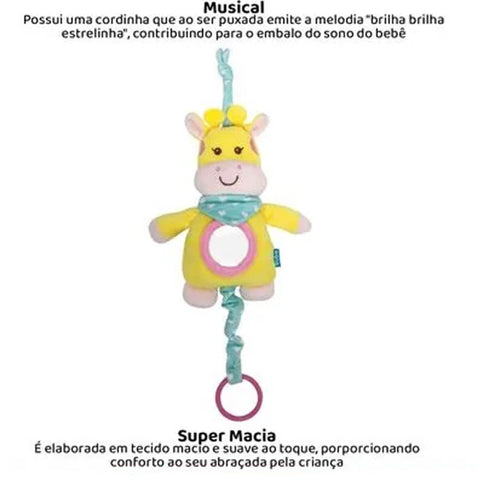 Girafinha Musical Buba Animal Fun Móbile Infantil Pelúcia Berço Brinquedo +3m