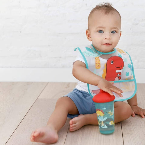 Copo Infantil com Tampa Antivazamento Dino Buba +12m 300ml Criança