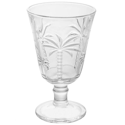 Taça para Água de Vidro Cristal Palm 240ml Lyor Decorada Palmeiras Servir Suco Água Aromatizada