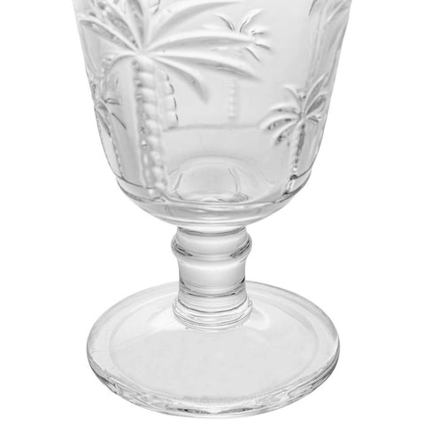 Taça para Água de Vidro Cristal Palm 240ml Lyor Decorada Palmeiras Servir Suco Água Aromatizada