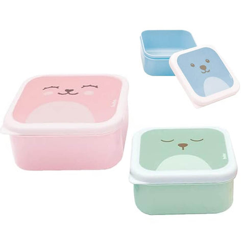 Kit 3 Potinhos Gumy Buba Rosa para Papinha Bebê 240ml 390ml 550ml com Tampas