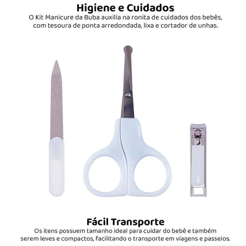 12 Kits para Manicure e Pedicure para Bebês e Crianças Buba Branco