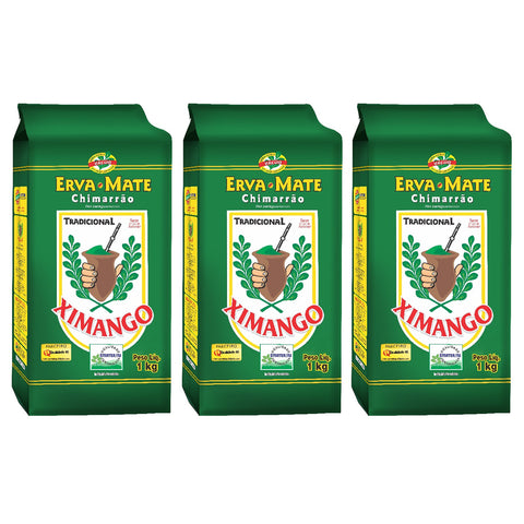 3 Pacotes de Erva Mate De Chimarrão Tradicional 1kg cada À Vácuo Ximango