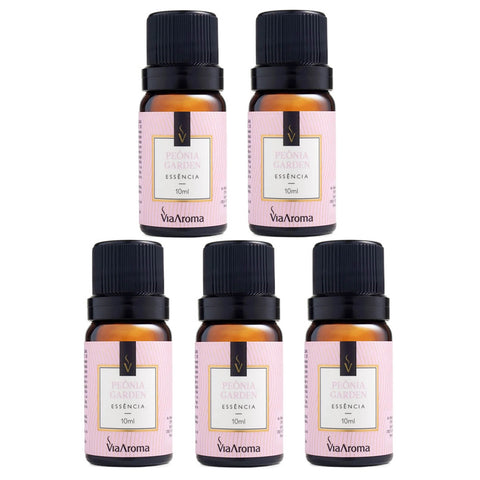 Kit 5 Essência Peônia Garden Via Aroma 10ml cada para Aromatizador Elétrico