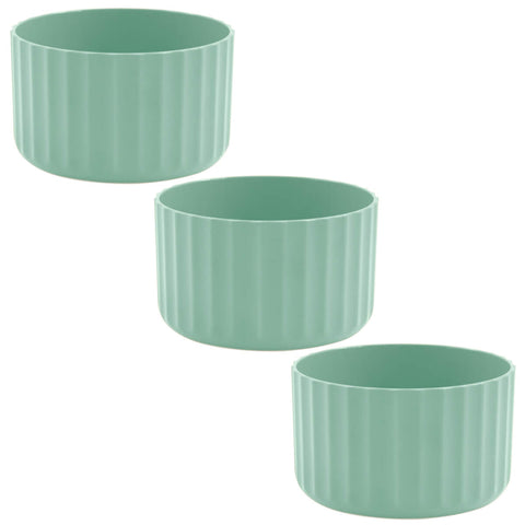 Kit 3 Vasos De Flor Mini Decorativo Planta Cacto Groove Jardim Verde Menta Fechado OU