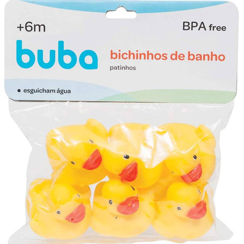 Kit 6 Patinhos de Banho Buba Brinquedo de Banheira Água +4m Bichinhos Amarelo