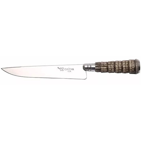 2 Faca Churrasco 6'' Aço Inox Cabo Rabo De Tatu Bainha Couro