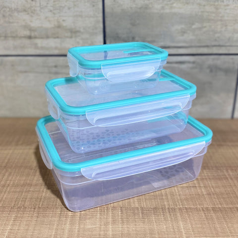 Jogo de Potes Plásticos 6 Peças Tampas Herméticas 300ml 1,24L e 2,5L Sanremo Coral e Verde
