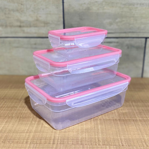 Jogo de Potes Plásticos 6 Peças Tampas Herméticas 300ml 1,24L e 2,5L Sanremo Coral e Verde