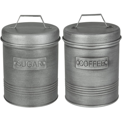 Kit 2 Latas Porta Condimentos 1,50L Potes para Açúcar e Café em Aço Soho Yoi Grafite