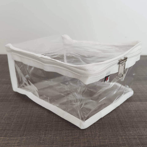 Kit 2 Organizadores Plásticos de Roupas para Mala Viagem com Zíper 20x15x10cm Brancos