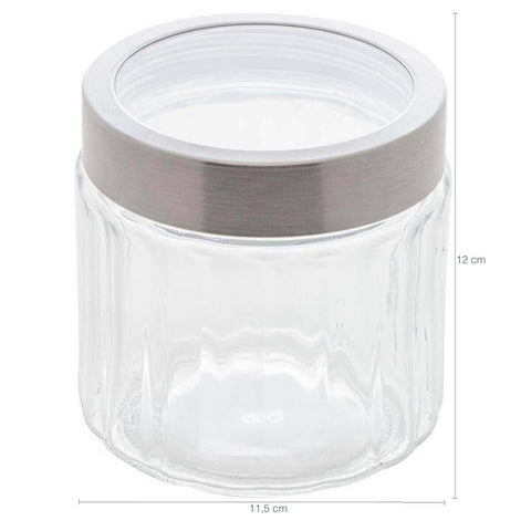 Kit 3 Porta Mantimentos de Vidro Sydney Lyor 870ml e 1,2L Pote com Tampa Inox