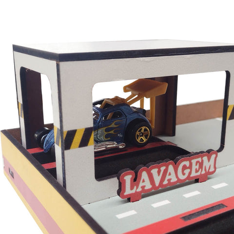 Pista Brinquedo Lava Rápido Carrinho Infantil Posto Garagem MDF Carrinhos