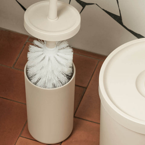 Conjunto Escova Sanitária e Lixeira 6L de Banheiro Plástica Bold Bege Ou Organize