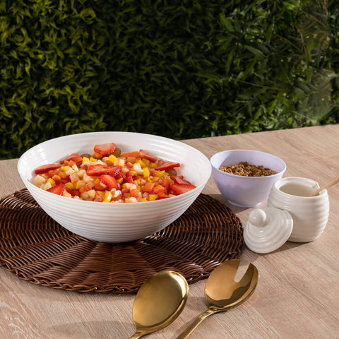 Conjunto 6 Bowls de Melamina Brancas Basic Lyor Cumbucas para Frutas Cereais Ingredientes