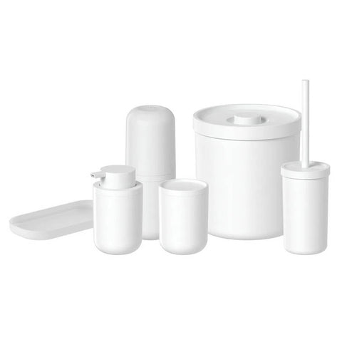 Kit Acessórios para Banheiro Branco Bold Saboneteira Lixeira 6L Porta Escova de Dente