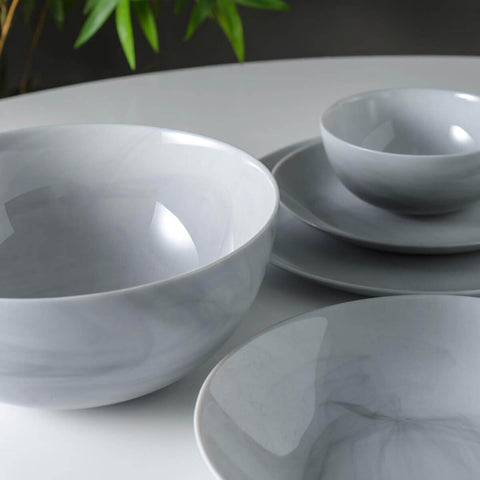 Kit 24 Bowls Vidro Tigelas Redondas Servir Cumbucas Restaurante 330ml Diwali Mármore Lyor