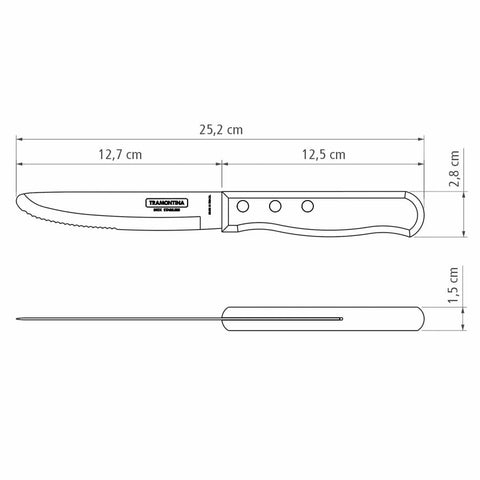 Faca Talher para Churrasco Jumbo Tramontina Aço Inox Madeira Tratada Polywood Vermelho