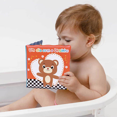 Livrinho de Banho Um Dia com o Ursinho Buba PVC Impermeável Livro Bebê Infantil Colorido