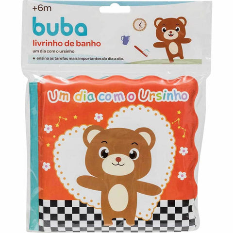 Livrinho de Banho Um Dia com o Ursinho Buba PVC Impermeável Livro Bebê Infantil Colorido