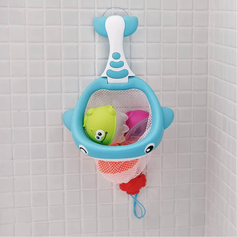 Brinquedo de Banho Buba Bebê Bolinha Esguicha Água Piscina Banheira Chuveiro Cesta Baleia