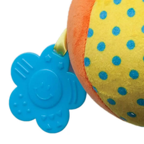 Bola Plush Buba com Chocalho e Mordedor para Bebê +4m Brinquedo Sonoro Infantil Colorido