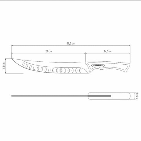 Faca Butcher para Carne 10' Tramontinha Churrasco Black Aço Inox Escurecido Cabo de Madeira