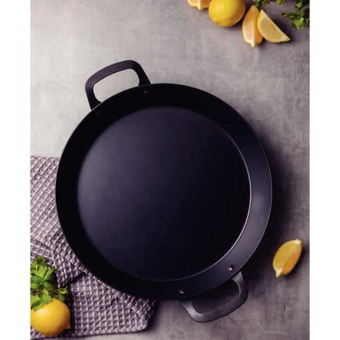 Panela Paellera 38cm Tramontina Profissional 5,1L Frigideira Tacho de Paella Ferro Preto