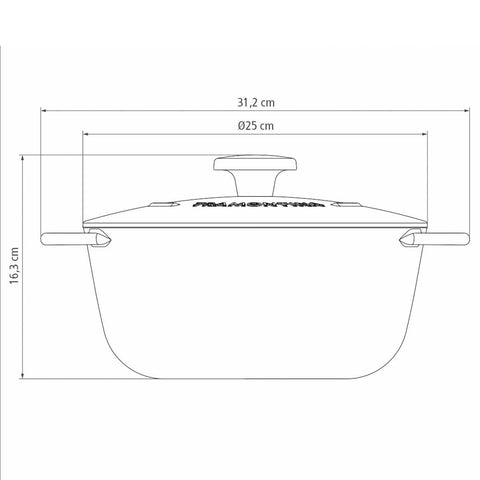 Panela Caçarola 24cm Tramontina Trento 4L Ferro Fundido Antiaderente Interno Com Tampa