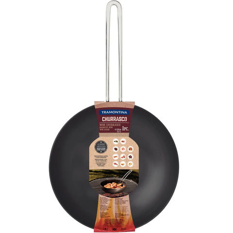 Frigideira Grelha Wok Tramontina Churrasco 2,2L para Grelhar Legumes de Churrasqueira Alumínio