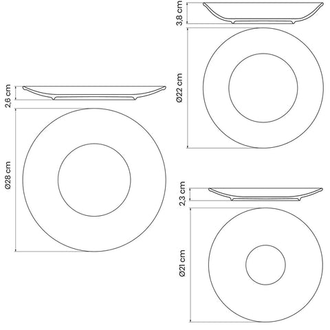 Conjunto 12pçs Pratos de Porcelana Tramontina Rústico Marrom Sobremesa Raso Fundo