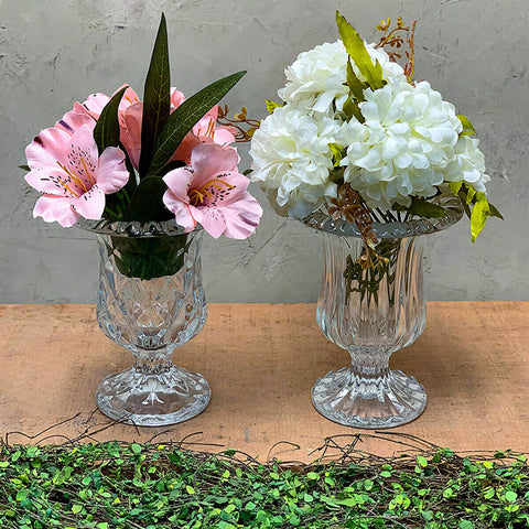 2 Vasos de Vidro Decorativo Lyor Renaissance Pequenos 11x14,5cm para Flores Hall de Entrada