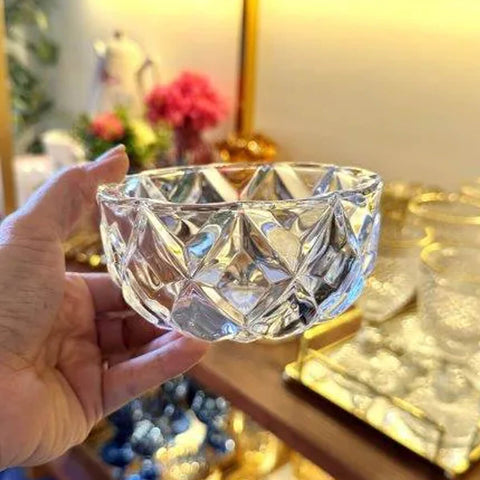 Conjunto 2 Bowls de Cristal Diamond Lyor 270ml para Frutas Petiscos Potinhos Decorativos