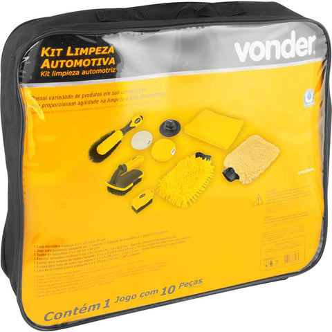 Kit para Limpeza Profissional e Detalhamento Automotivo com 10 Peças Vonder Amarelo