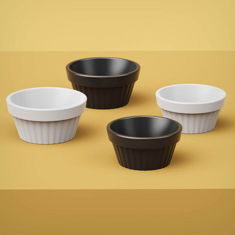 Ramekin Canelado Preto 60ml Molheira Shoyu 6,5x3,5cm Servir Uno Coza Pequeno