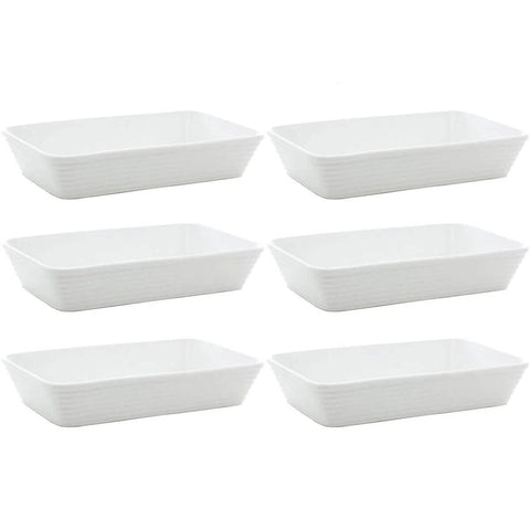 Conjunto 6 Travessas de Porcelana para Restaurante Buffet 1,2 litros Linea Lyor Branco