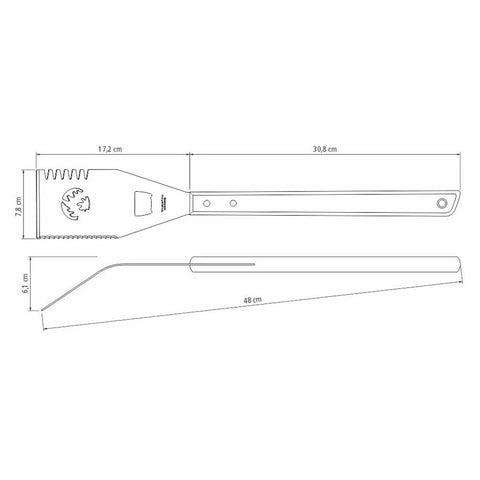 Espátula Multifuncional com Serrilha Tramontina Churrasco 48cm Aço Inox e Madeira